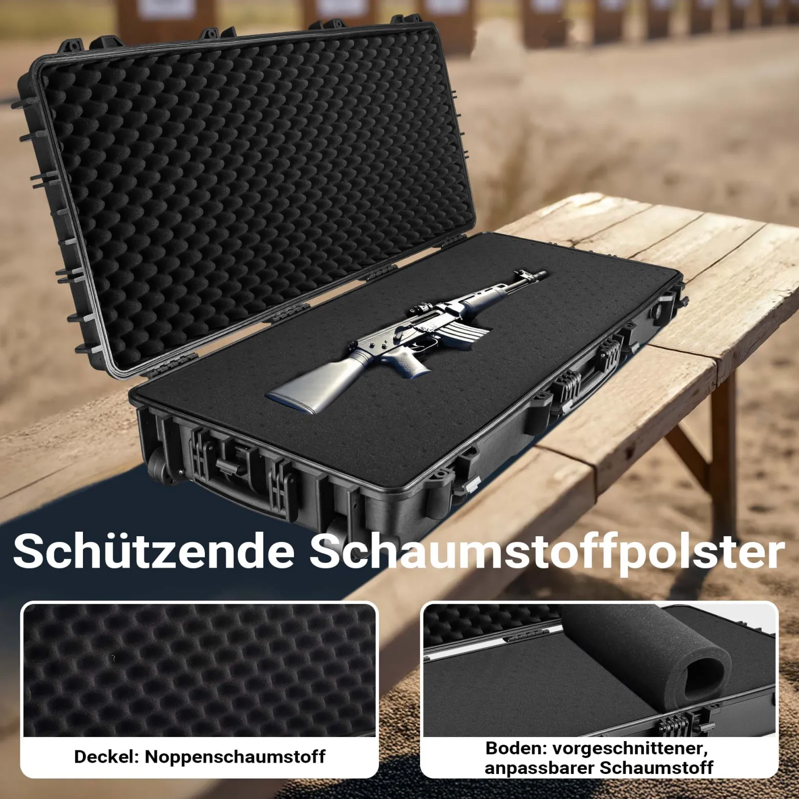 Wiltec Waffenkoffer 119 x 53 x 21 cm, wasserfester Bogenkoffer für Bogensport und Gewehre