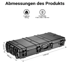 Wiltec Waffenkoffer 119 x 53 x 21 cm, wasserfester Bogenkoffer für Bogensport und Gewehre