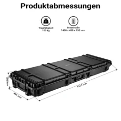 Wiltec Waffenkoffer 1510 x 486 x 180 mm für Langwaffen, Gewehrkoffer mit Schaumstoffpolsterung für sicheren Transport, Langwaffenkoffer mit Rollen und Tragegriff