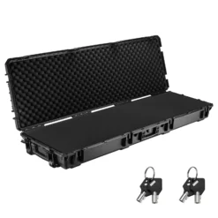 Wiltec Waffenkoffer 1343 x 430 x 180 mm für Langwaffen, Gewehrkoffer mit Schaumstoffpolsterung für sicheren Transport, Langwaffenkoffer mit Rollen und Tragegriff