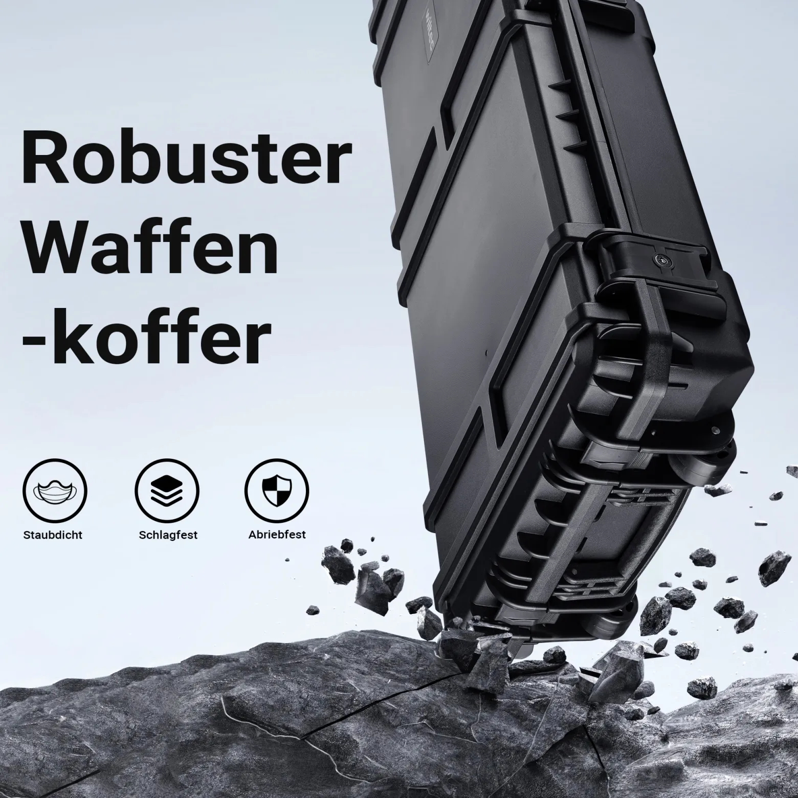 Wiltec Waffenkoffer 1343 x 430 x 180 mm für Langwaffen, Gewehrkoffer mit Schaumstoffpolsterung für sicheren Transport, Langwaffenkoffer mit Rollen und Tragegriff