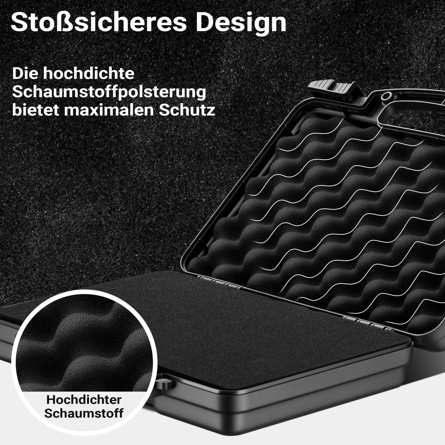 Wiltec Waffenkoffer 310 x 256 x 86 mm mit Kofferschloss, Koffer für Kurzwaffen, Pistolenkoffer mit Schaumstoffpolsterung für sicheren Transport