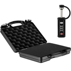 Wiltec Waffenkoffer 310 x 256 x 86 mm mit Kofferschloss, Koffer für Kurzwaffen, Pistolenkoffer mit Schaumstoffpolsterung für sicheren Transport