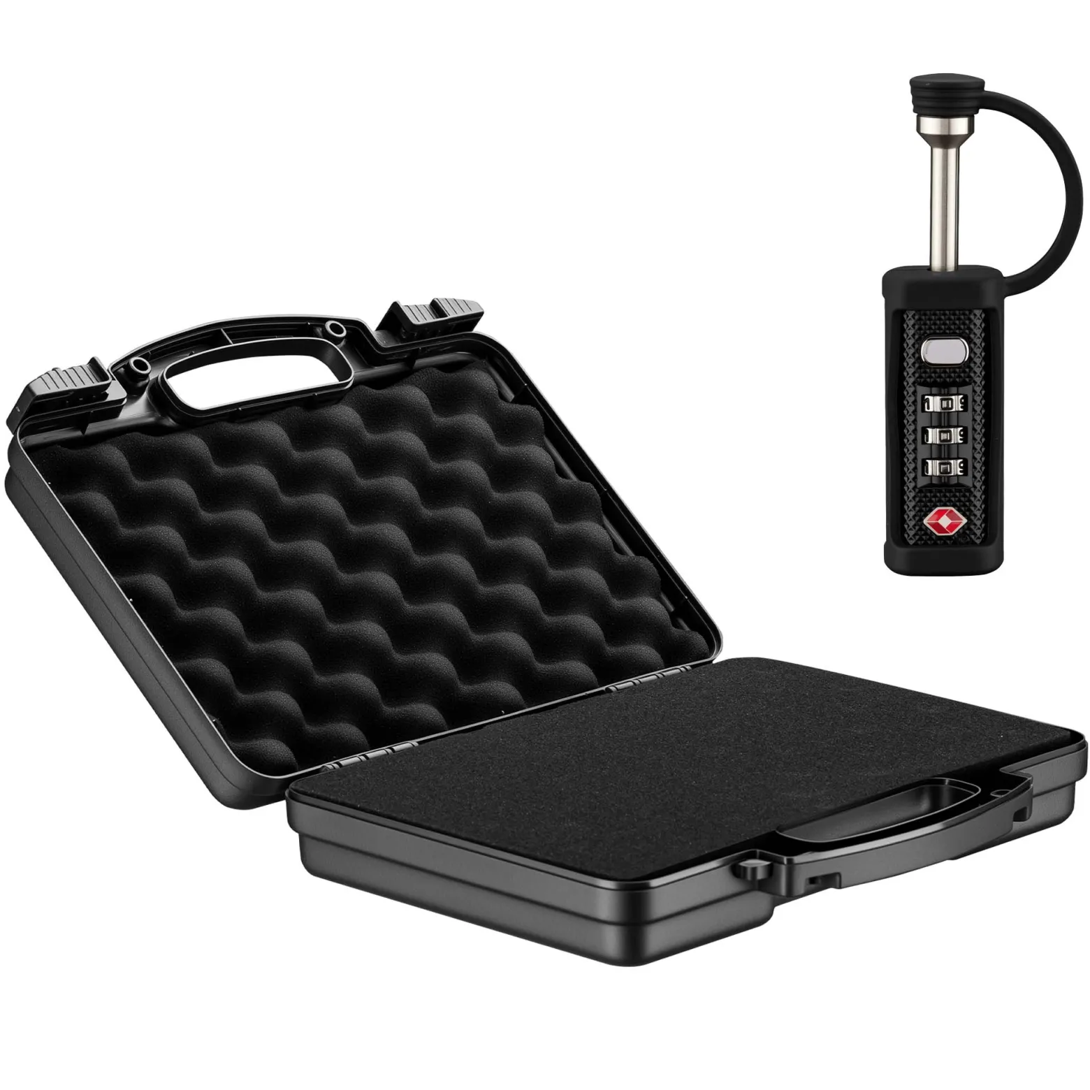 Wiltec Waffenkoffer 310 x 256 x 86 mm mit Kofferschloss, Koffer für Kurzwaffen, Pistolenkoffer mit Schaumstoffpolsterung für sicheren Transport