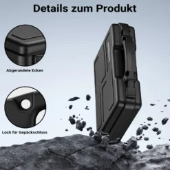 Wiltec Waffenkoffer 310 x 256 x 86 mm mit Kofferschloss, Koffer für Kurzwaffen, Pistolenkoffer mit Schaumstoffpolsterung für sicheren Transport