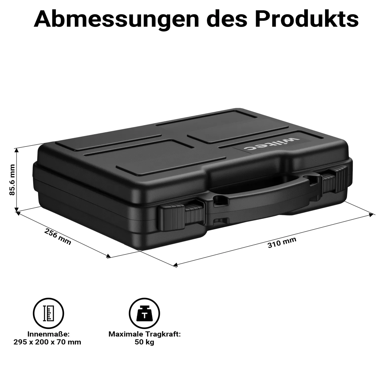 Wiltec Waffenkoffer 310 x 256 x 86 mm mit Kofferschloss, Koffer für Kurzwaffen, Pistolenkoffer mit Schaumstoffpolsterung für sicheren Transport