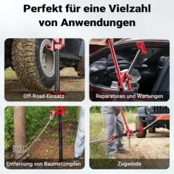 Wiltec 48‘‘ Wagenheber bis 3000 kg und max. 105 cm Hubhöhe, Offroad Farm Jack, Stockwinde für Geländewagen, SUV und ATV, Allzweckheber aus Stahl