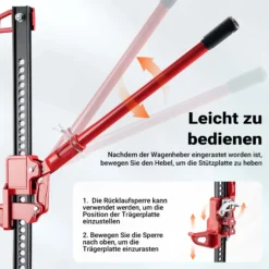 Wiltec 36‘‘ Wagenheber bis 3000 kg und max. 76 cm Hubhöhe, Offroad Farm Jack, Stockwinde für Geländewagen, SUV und ATV, Allzweckheber aus Stahl