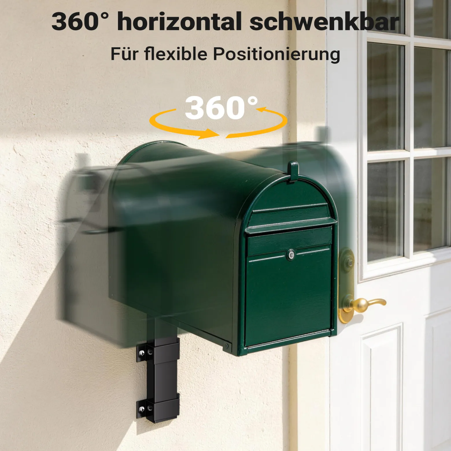 Wiltec Wandhalterung schwarz 50 x 120 x 250 mm für US Mailbox, amerikanischer Briefkasten mit Fahne, Standbriefkasten Wandhalter Stahl amerikanisches Design