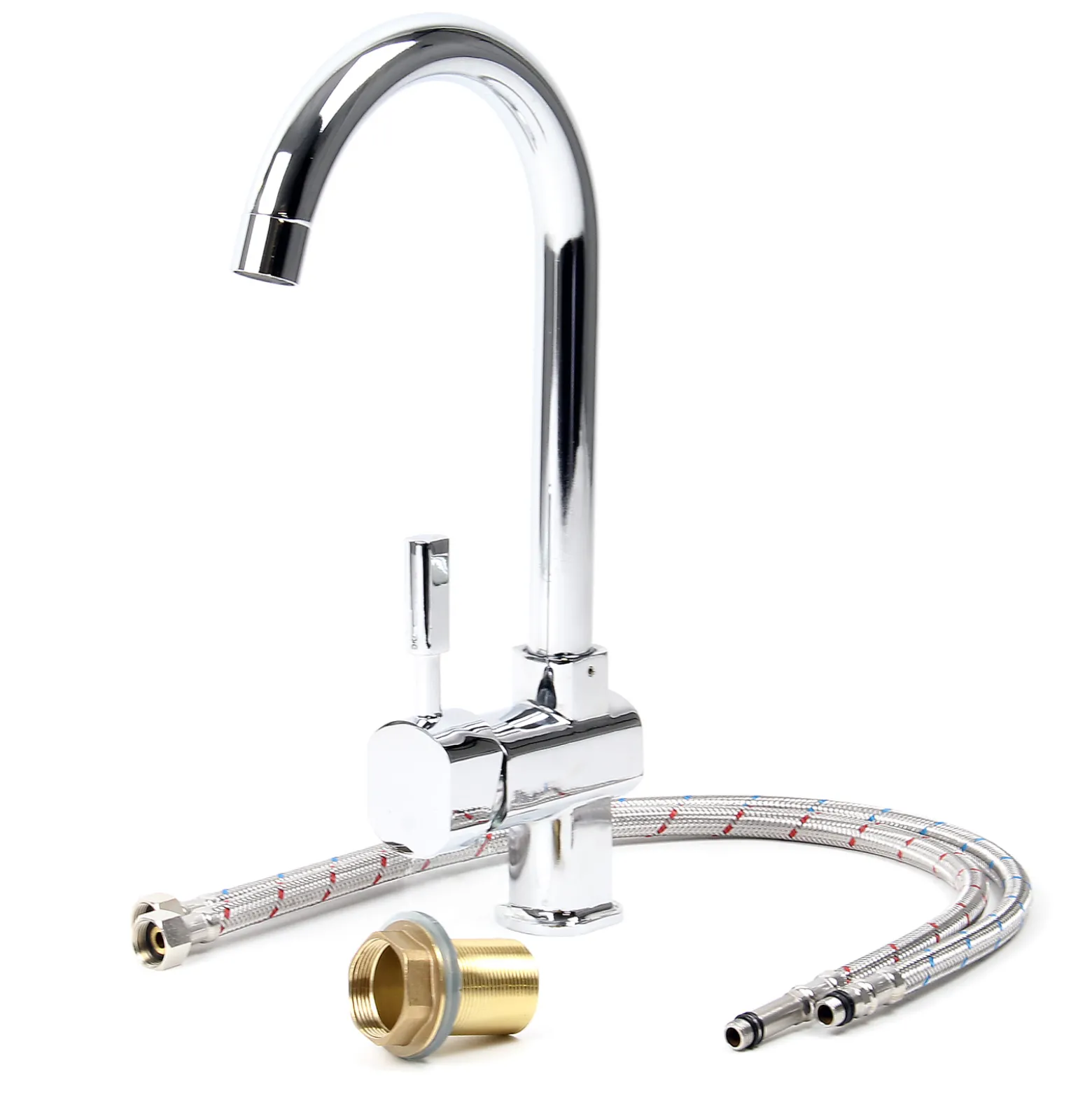 Wiltec Wasserhahn für Küchenarmatur um 360° drehbar, verchromt mit 16,41mm Anschluss (3/8")