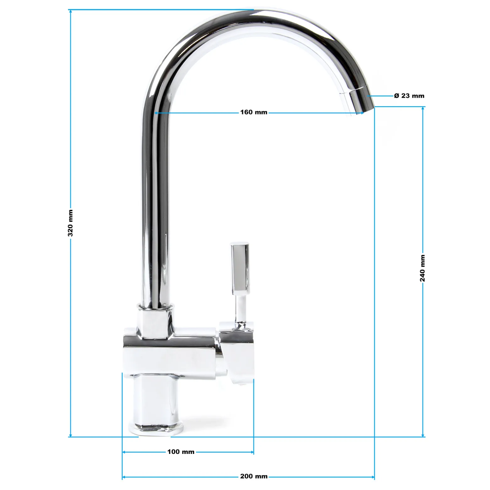 Wiltec Wasserhahn für Küchenarmatur um 360° drehbar, verchromt mit 16,41mm Anschluss (3/8")