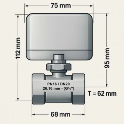 Wiltec 2-Wege Zonenventil DN20 26,9 mm (3/4"), Zweiwegeventil 230 VAC, Einheit aus Umschalt-Kugelventil und aufgesetztem Steuergerät