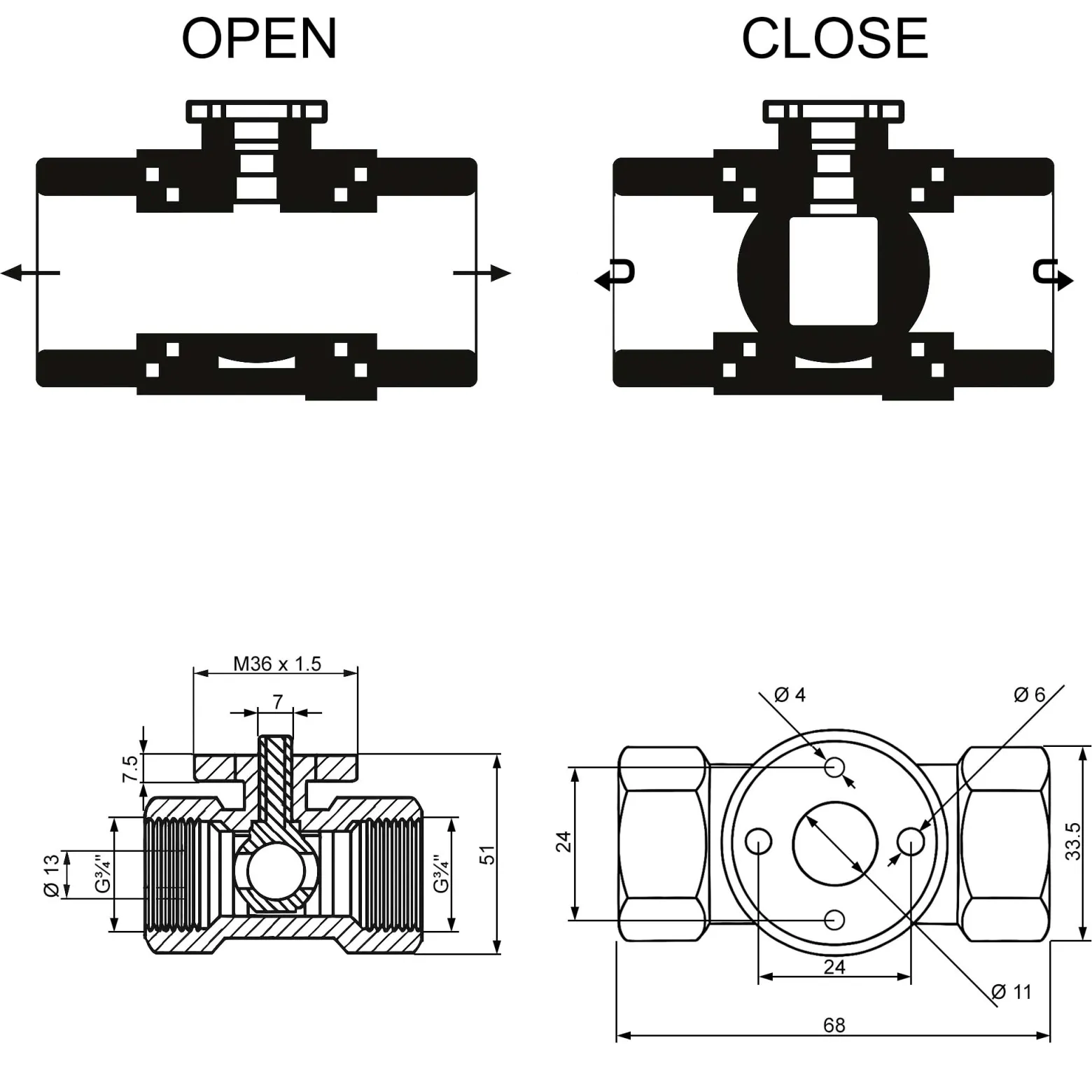 Wiltec 2-Wege Zonenventil DN20 26,9 mm (3/4"), Zweiwegeventil 230 VAC, Einheit aus Umschalt-Kugelventil und aufgesetztem Steuergerät