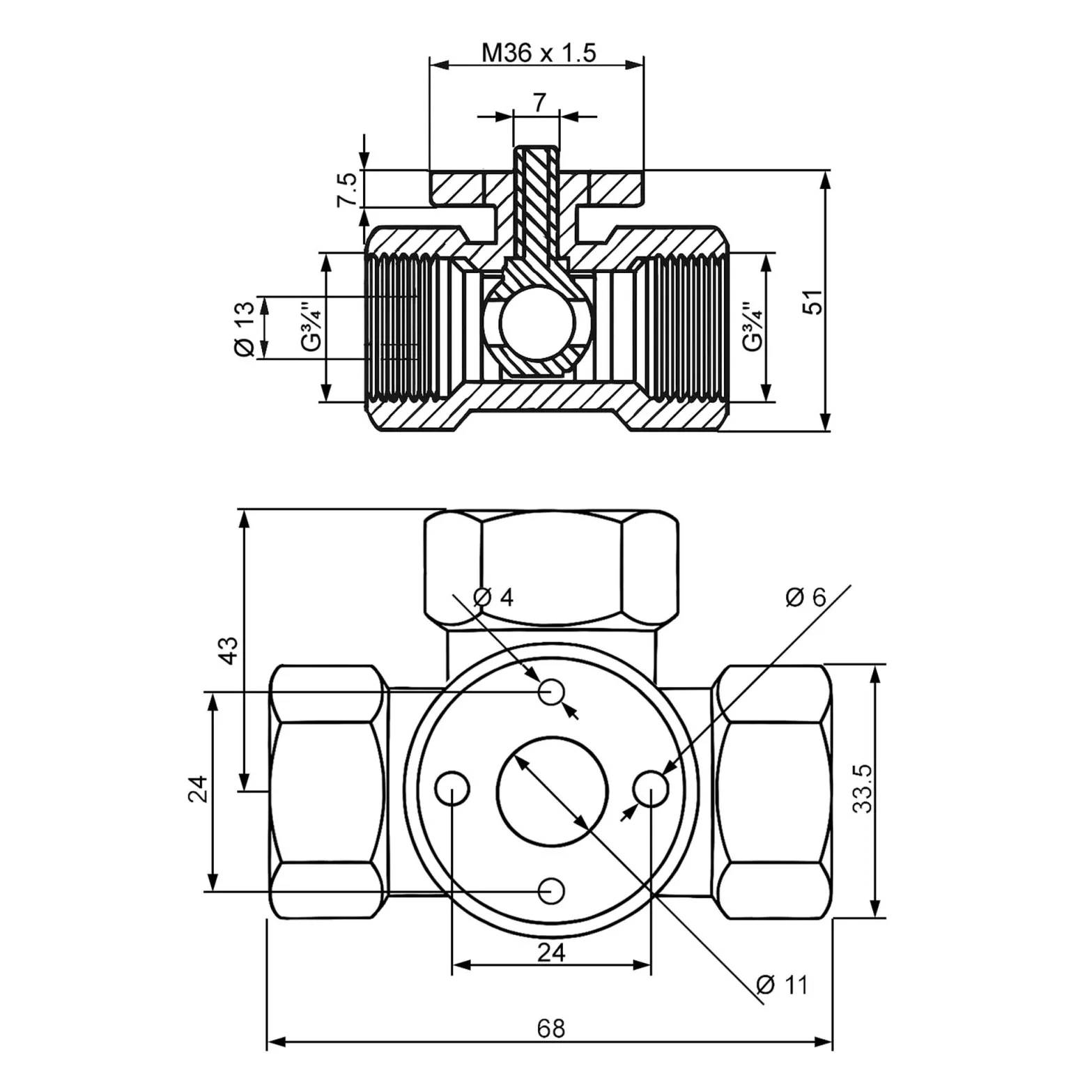Wiltec 3-Wege Zonenventil DN20 26,9 mm (3/4"), Dreiwegeventil 230 VAC, Einheit aus Umschalt-Kugelventil und aufgesetztem Steuergerät