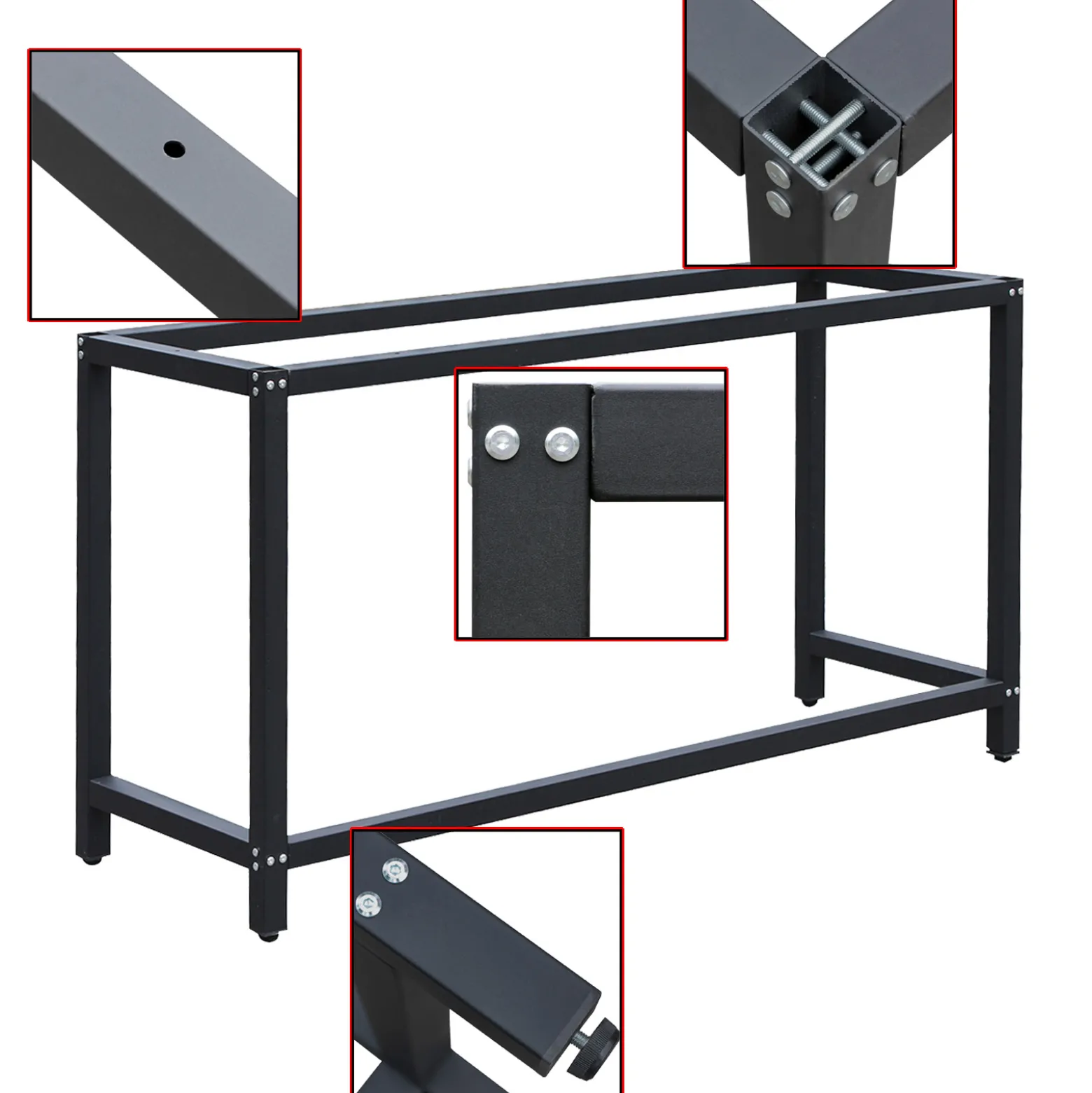 Wiltec Werkbankgestell 150 x 50 x 80 cm, Tischgestell belastbar bis 250 kg, Werkbank Untergestell mit höhenverstellbaren Füßen bis 83,5 cm