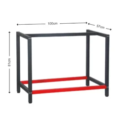 Wiltec Werkbank Gestell 100 x 57 x 81 cm aus Stahl, Werkbankgestell in Anthrazit Rot, Tischgestell max. 200 kg als Werkbank, Arbeitstisch & Sideboard