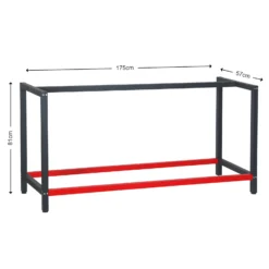 Wiltec Werkbank Gestell 175 x 57 x 81 cm aus Stahl, Werkbankgestell in Anthrazit Rot, Tischgestell max. 200 kg als Werkbank, Arbeitstisch & Sideboard