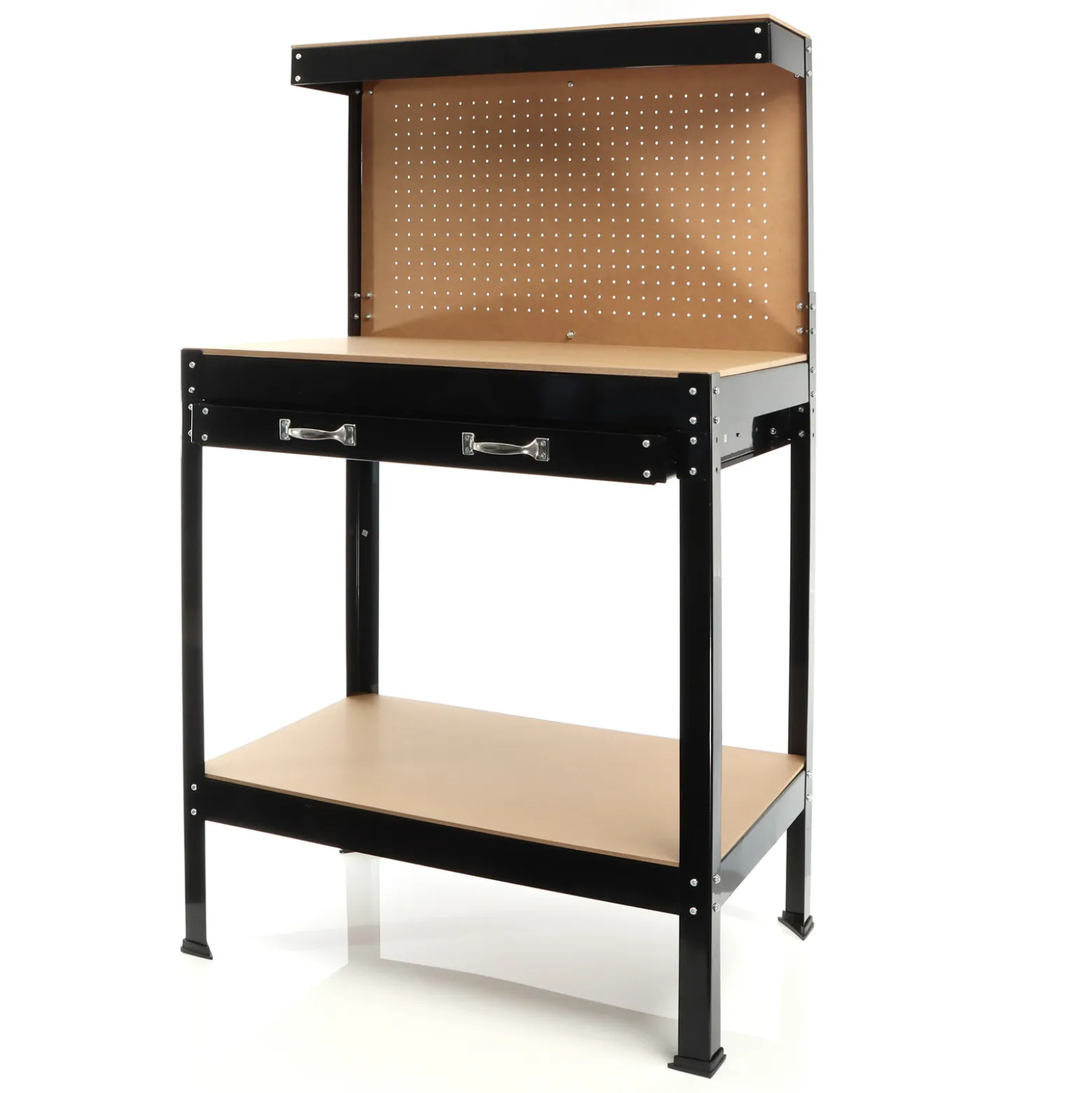 Wiltec Werkbank 800 x 500 x 1400 mm mit Lochwand, Werkzeugbank mit Stahlrahmen, Arbeitstisch mit Arbeitsplatte aus MDF, Hobelbank mit Aufhängehaken