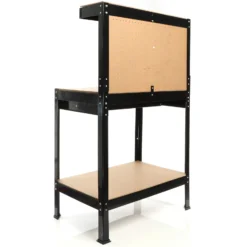 Wiltec Werkbank 800 x 500 x 1400 mm mit Lochwand, Werkzeugbank mit Stahlrahmen, Arbeitstisch mit Arbeitsplatte aus MDF, Hobelbank mit Aufhängehaken