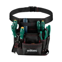 Wiltec Werkzeuggürteltasche 24 x 28 cm bis 15 kg, Werkzeug Gürteltasche 7 Fächer, Werkzeugtasche mit Gürtel verstellbar, robuste Arbeitstasche