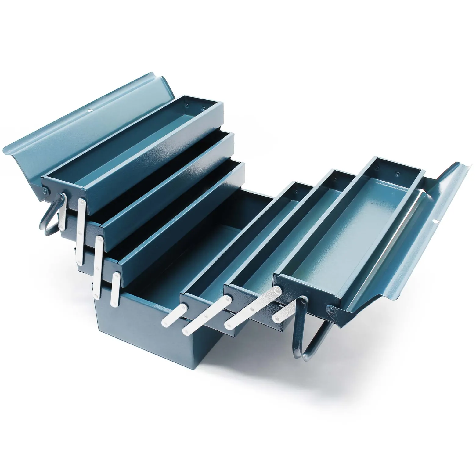 Wiltec Werkzeugkiste 420x200x250mm aus Stahl mit 7 Fächern, beständiger Werkzeugkasten mit Handgriff, Werkzeugbox