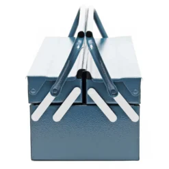 Wiltec Werkzeugkiste 420x200x160mm aus Stahl mit 3 Fächern, beständiger Werkzeugkasten mit Handgriff, Werkzeugbox