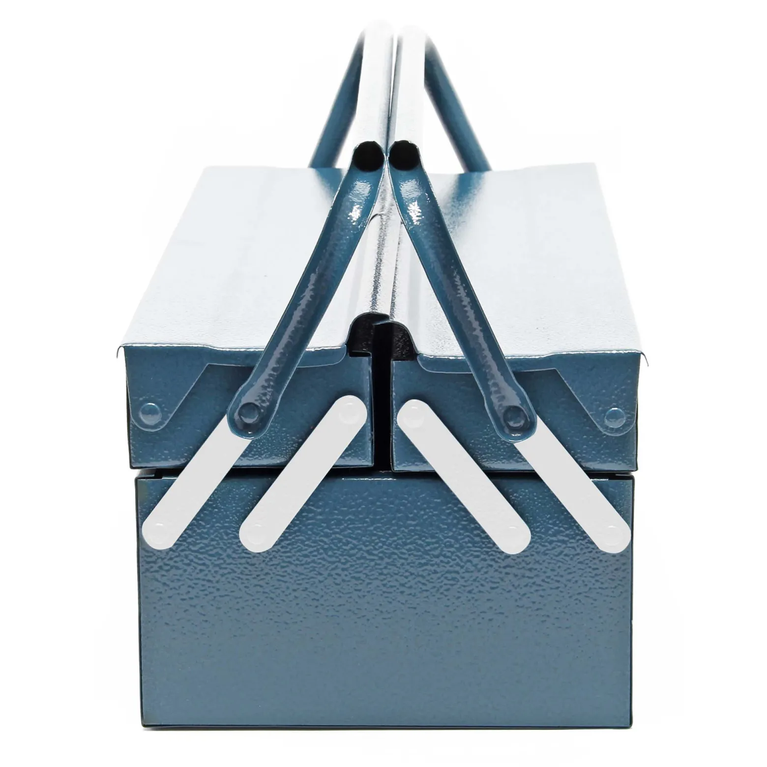 Wiltec Werkzeugkiste 420x200x160mm aus Stahl mit 3 Fächern, beständiger Werkzeugkasten mit Handgriff, Werkzeugbox