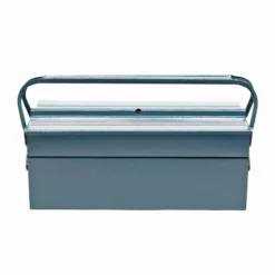 Wiltec Werkzeugkiste 420x200x160mm aus Stahl mit 3 Fächern, beständiger Werkzeugkasten mit Handgriff, Werkzeugbox