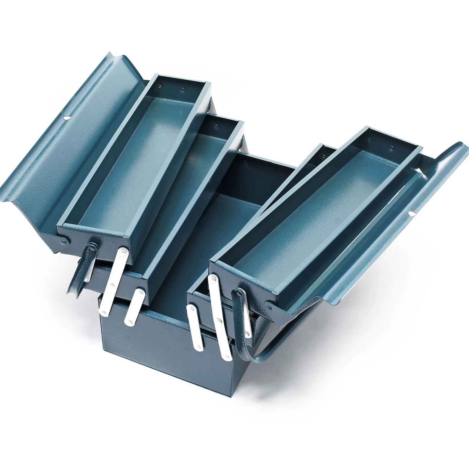 Wiltec Werkzeugkiste 530x200x200mm aus Stahl mit 5 Fächern, beständiger Werkzeugkasten mit Handgriff, Werkzeugbox