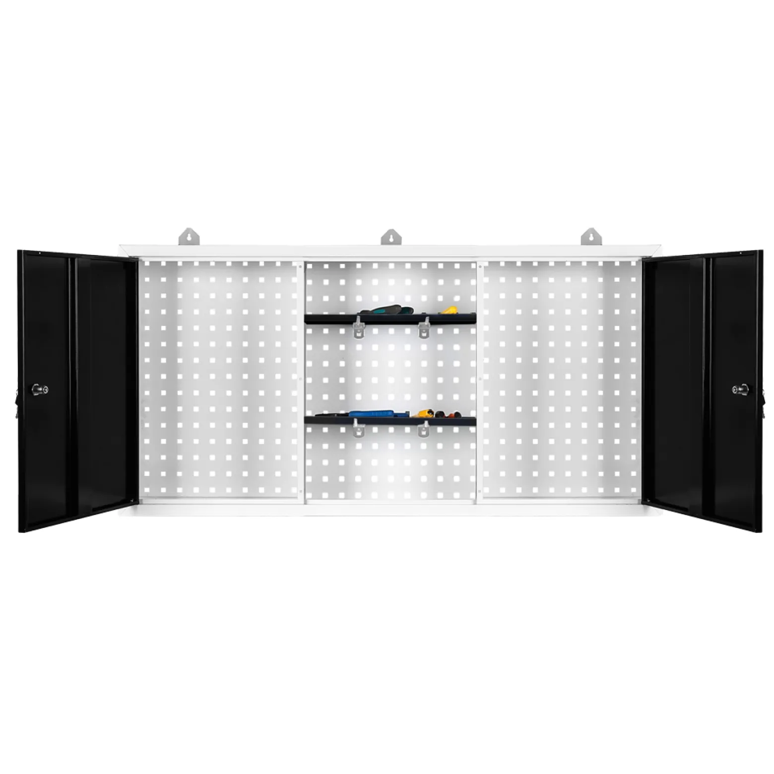 Wiltec Werkzeugschrank aus Stahl grau 60x120x19cm Werkstattschrank für Werkzeug und Geräte, abschließbar mit Lochwand Hängeschrank Werkstatteinrichtung