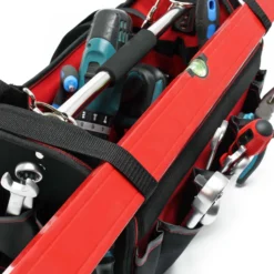 Wiltec Werkzeugtasche Größe L 33x18,5x25 cm, Werkzeugbeutel mit verstellbarem Schultergurt und Tragegriff, Innen- und Außenfächer, Aufbewahrungstasche
