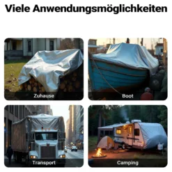 Wiltec wetterfeste Abdeckplane grün grau, wasserfeste Plane mit Ösen 5 x 4 m, PE Plane 120 g/m², UV-resistente Gartenplane, robuste Schutzplane