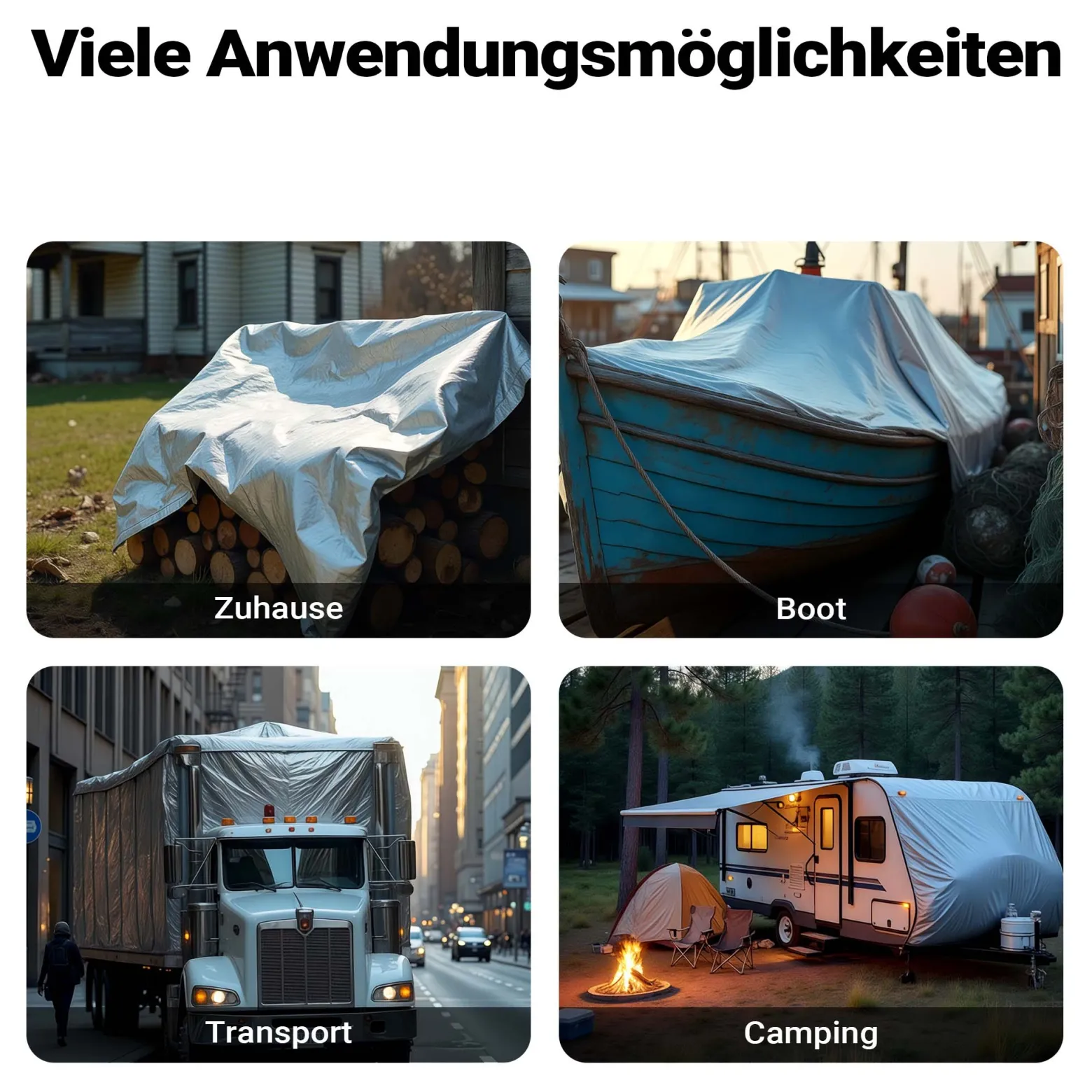 Wiltec wetterfeste Abdeckplane grün grau, wasserfeste Plane mit Ösen 5 x 4 m, PE Plane 120 g/m², UV-resistente Gartenplane, robuste Schutzplane