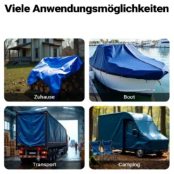 Wiltec wetterfeste Abdeckplane blau, wasserfeste Plane mit Ösen 5 x 8 m, PE Plane 240 g/m², UV-resistente Gartenplane, robuste Schutzplane
