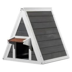 Wiltec Wetterfestes Katzenhaus 50 x 50 x 54 cm aus Holz, Katzenhütte Outdoor, Katzenhöhle mit Eingang und Fluchttür