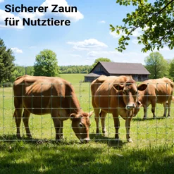 Wiltec Wildzaun 100/08/15 50 m lang, 100 cm hoch, 8 Drahtreihen, 15 cm Maschenbreite, Weidezaun aus Knotengeflecht, Drahtzaun z. B. für Forst- und Landwirtschaft
