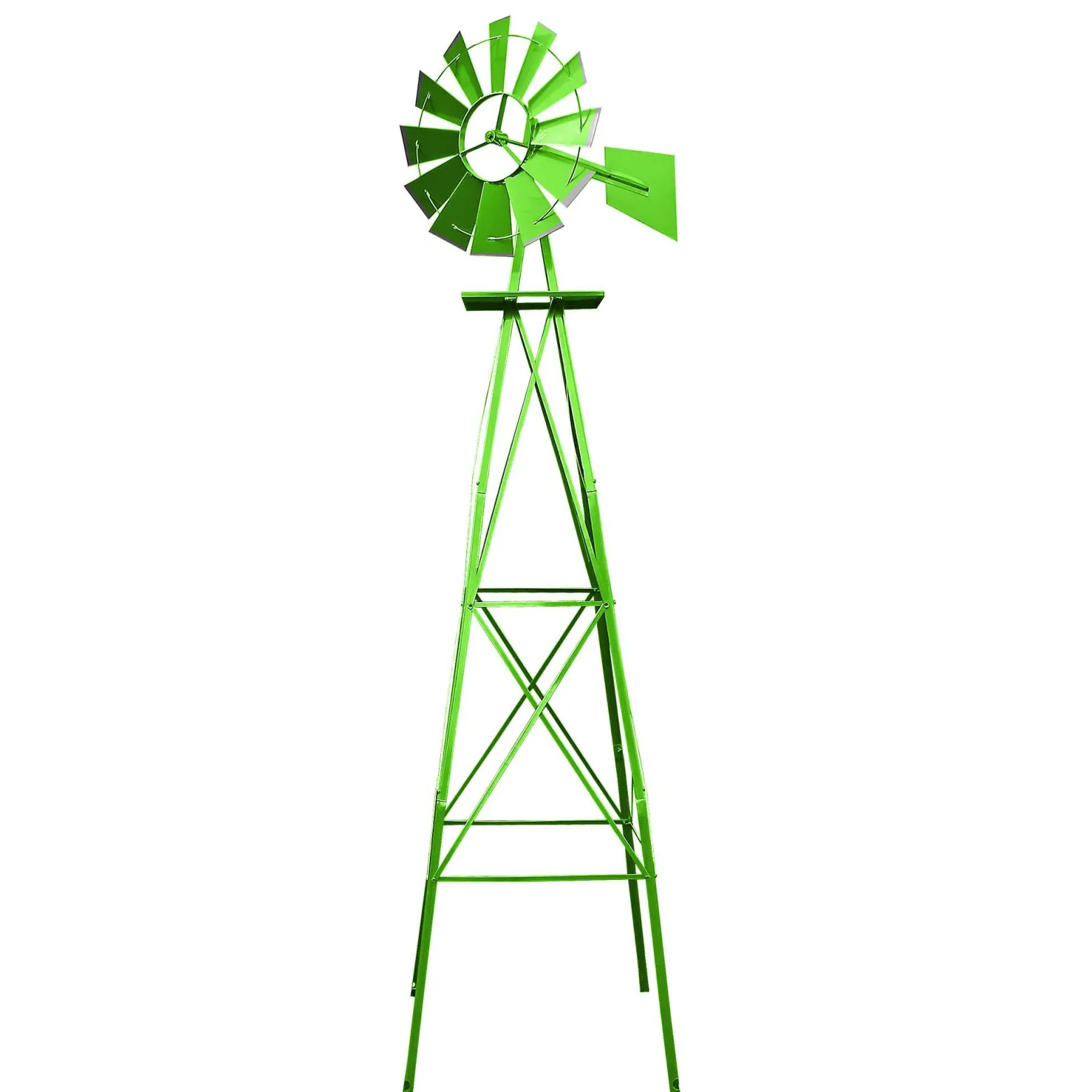 Wiltec Windrad mit 245 cm Höhe, Windmühle in Grün, Windspiel im US-Design, Gartendeko mit kugelgelagertem Texasrad, Rankhilfe für Garten