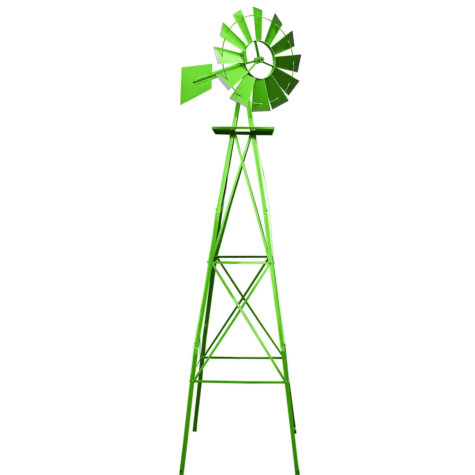 Wiltec Windrad mit 245 cm Höhe, Windmühle in Grün, Windspiel im US-Design, Gartendeko mit kugelgelagertem Texasrad, Rankhilfe für Garten