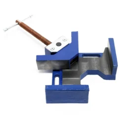 Wiltec Winkelschraubstock 90° mit 100 mm Backenbreite 60 mm Spanntiefe, Winkelzwinge aus Gusseisen, Schraubstock, Gehrungszwinge