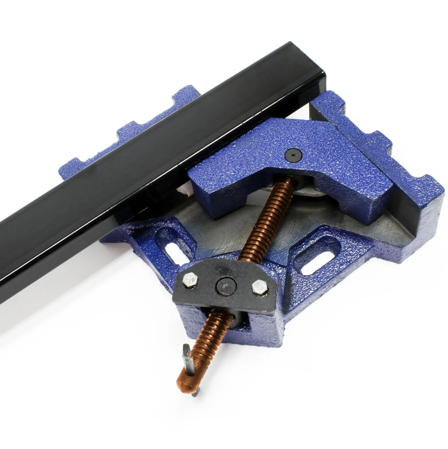 Wiltec Winkelschraubstock 90° mit 100 mm Backenbreite 60 mm Spanntiefe, Winkelzwinge aus Gusseisen, Schraubstock, Gehrungszwinge