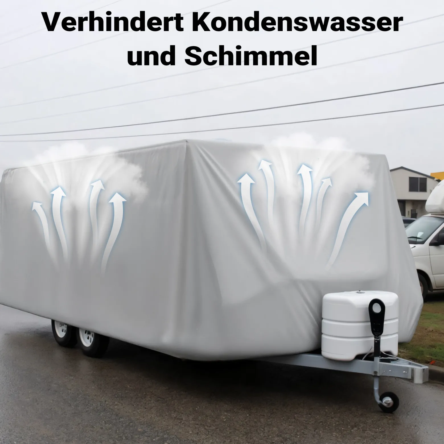 Wiltec Wohnwagen Schutzhülle Größe S 426 x 225 x 220 cm Plane, Abdeckplane für Caravan und Wohnmobil, Wohnwagenplane aus PP, Schutzhaube Abdeckung