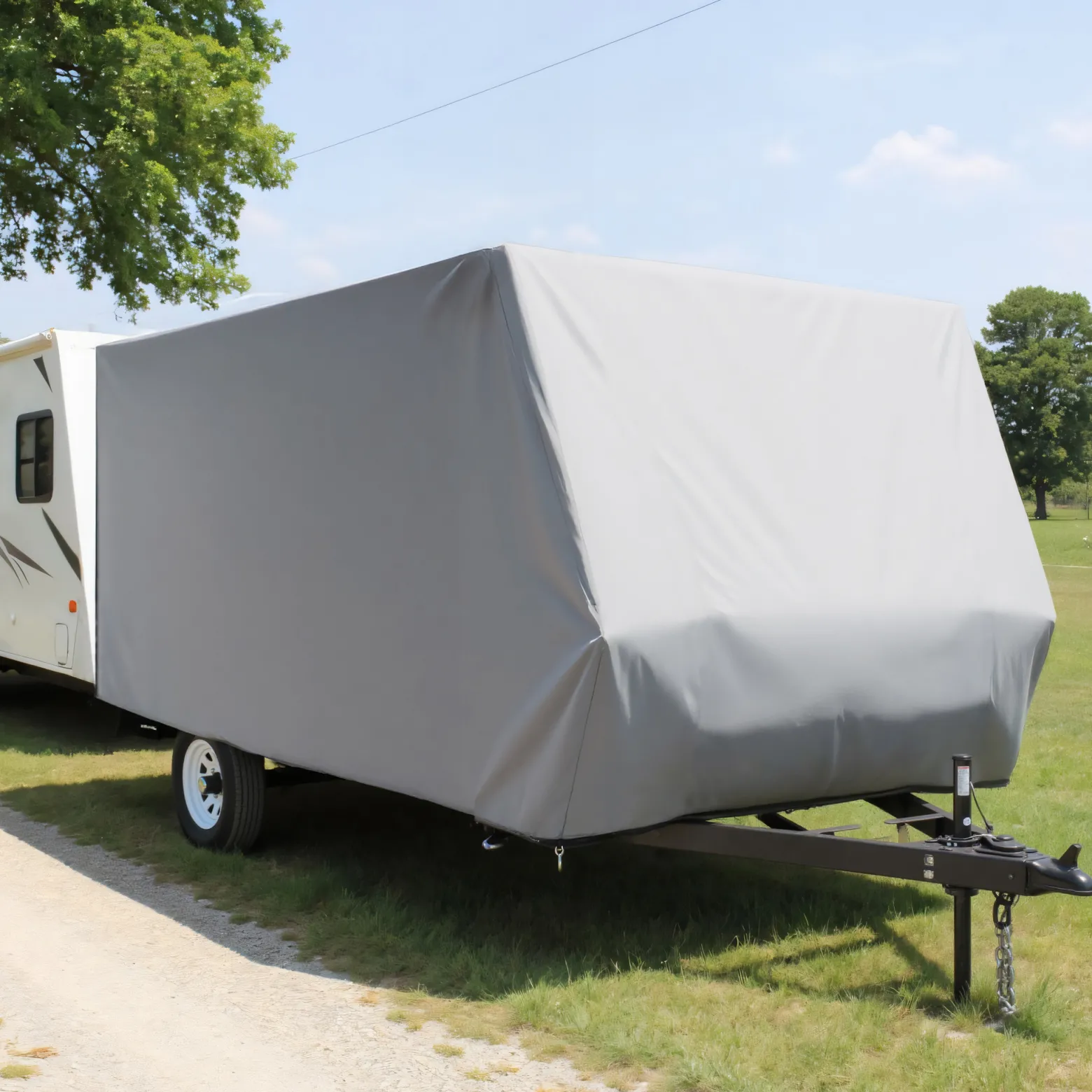 Wiltec Wohnwagen Schutzhülle Größe S 426 x 225 x 220 cm Plane, Abdeckplane für Caravan und Wohnmobil, Wohnwagenplane aus PP, Schutzhaube Abdeckung