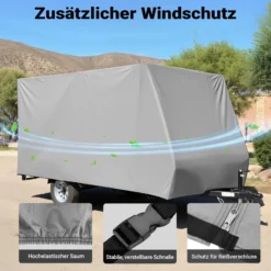 Wiltec Wohnwagen Schutzhülle Größe L 580 x 225 x 220 cm Plane, Abdeckplane für Caravan und Wohnmobil, Wohnwagenplane aus PP, Schutzhaube Abdeckung