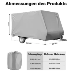 Wiltec Wohnwagen Schutzhülle Größe L 580 x 225 x 220 cm Plane, Abdeckplane für Caravan und Wohnmobil, Wohnwagenplane aus PP, Schutzhaube Abdeckung