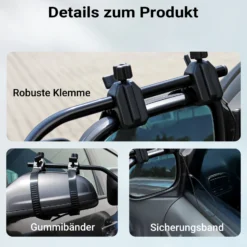 Wiltec Wohnwagenspiegel 120x180mm universal schwarz Außenspiegel für Wohnwagen und Caravan mit Gummiklemmen, stufenlos verstellbar, Aufbewahrungstasche