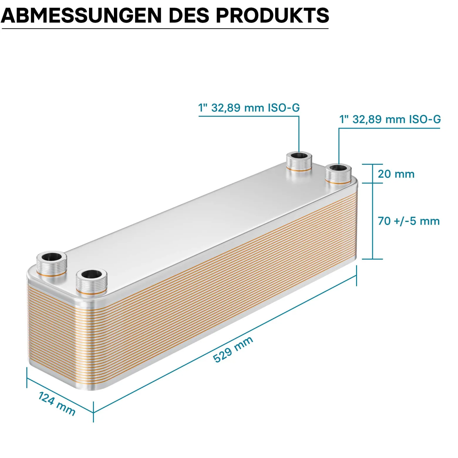 Wiltec Wärmetauscher 30 Platten, max. 330 kW, 22 m³/h 3,33 l je Durchgang, Plattenwärmetauscher aus Edelstahl als Wärmeüberträger