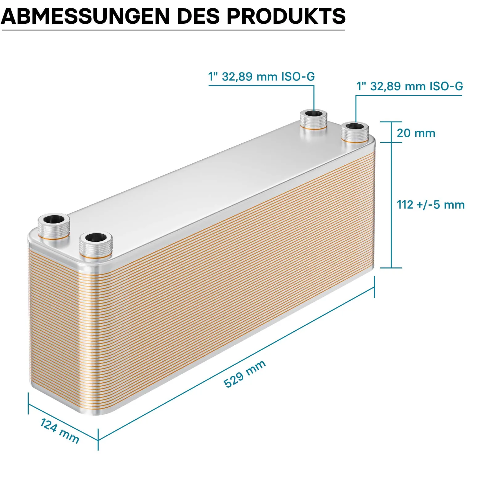 Wiltec Wärmetauscher 50 Platten, max. 550 kW, 22 m³/h 5,55 l je Durchgang, Plattenwärmetauscher aus Edelstahl als Wärmeüberträger