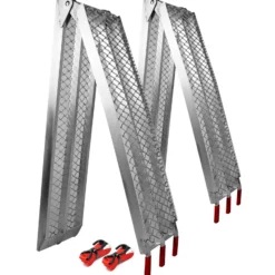 Wiltec 2x Auffahrrampe 226 cm 680 kg für Quad ATV Motorrad, Aluminium Auffahrschiene faltbar, Verladerampe rutschsicher