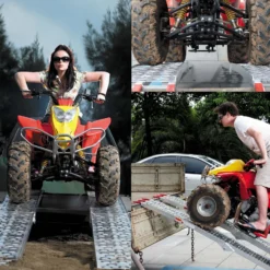 Wiltec 2x Auffahrrampe 223 cm 680 kg für ATV Motorrad Quad, Aluminium Auffahrschiene faltbar, Verladerampe rutschsicher