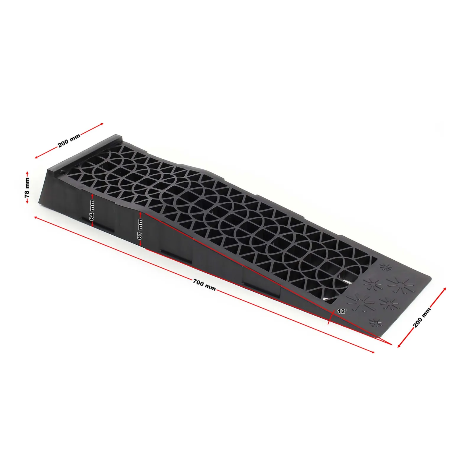 Wiltec 2x Auffahrrampe, 700x200x78 mm, extraflach, Kunststoff, 3 t, Autorampe Pkw Auto Kfz Rampe für Sportwagen und tiefergelegte Fahrzeuge